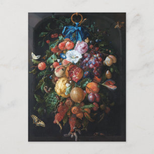 Jan Davidsz de Heem, Festoon van Fruit en Bloemen Briefkaart