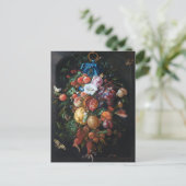 Jan Davidsz de Heem, Festoon van Fruit en Bloemen Briefkaart (Staand voorkant)