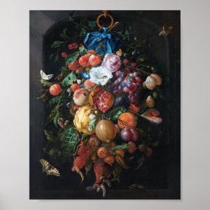 Jan Davidsz de Heem, Festoon van Fruit en Bloemen Poster