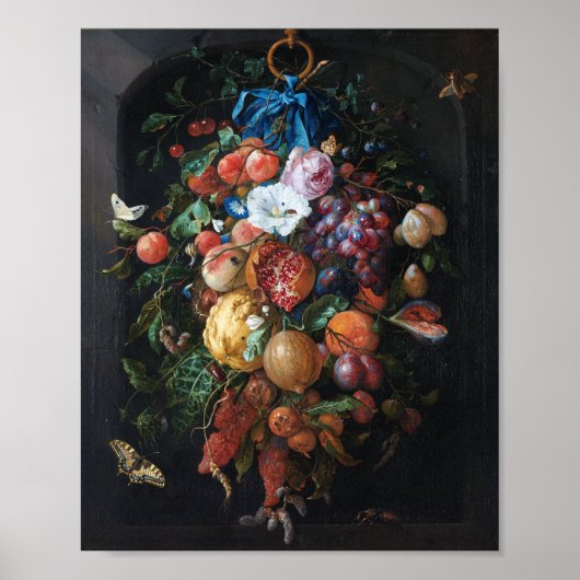 Jan Davidsz de Heem, Festoon van Fruit en Bloemen Poster (Voorkant)