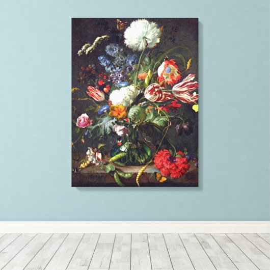 Jan Davidsz de Heem "Flower Vase" Canvas Afdruk (Insitu (Houten vloer))
