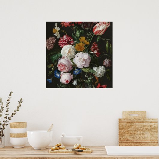 Jan Davidsz De Heem - stilstaand leven met bloemen Poster (Keuken)