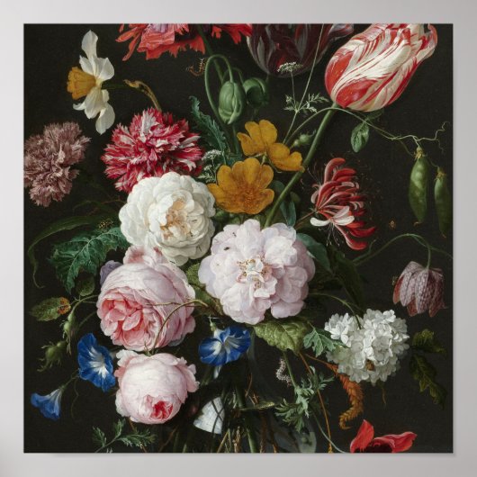 Jan Davidsz De Heem - stilstaand leven met bloemen Poster (Voorkant)