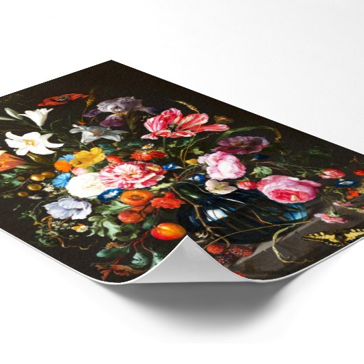 Jan Davidsz de Heem, Vaas van Bloemen, 1670 Poster (Hoek)