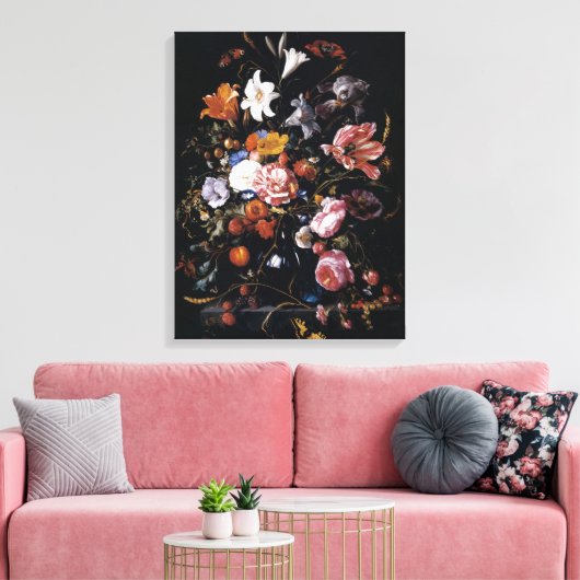 Jan Davidsz de Heems vaas met levendige bloemen Canvas Afdruk (Insitu (Woonkamer))