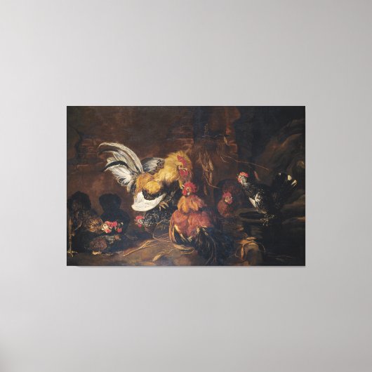 Jan Fyt Cockfight Canvas Afdruk (Voorkant)
