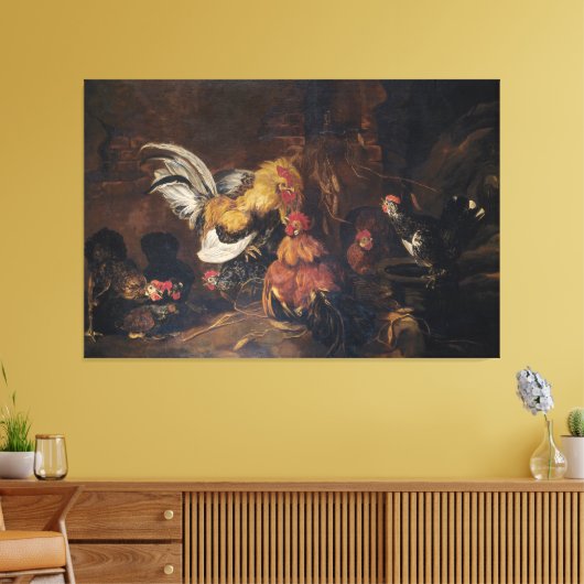 Jan Fyt Cockfight Canvas Afdruk (Insitu (Woonkamer))