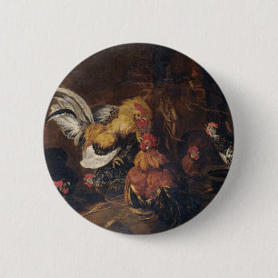 Jan Fyt Cockfight Ronde Button 5,7 Cm