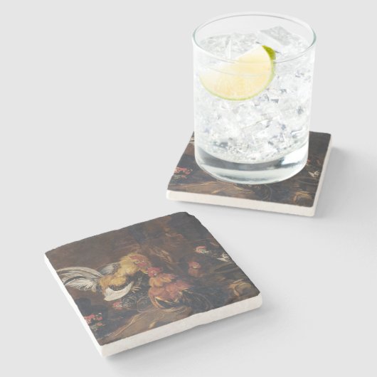 Jan Fyt Cockfight Stenen Onderzetter (Zijkant)