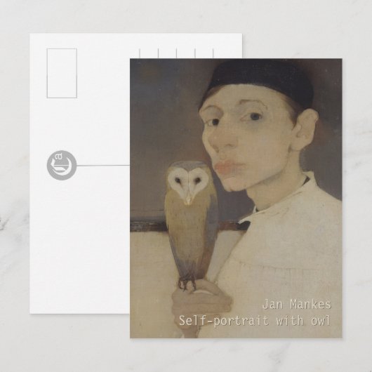 Jan Mankes Self-portret met owl CC0687 Briefkaart (Voorkant / Achterkant)