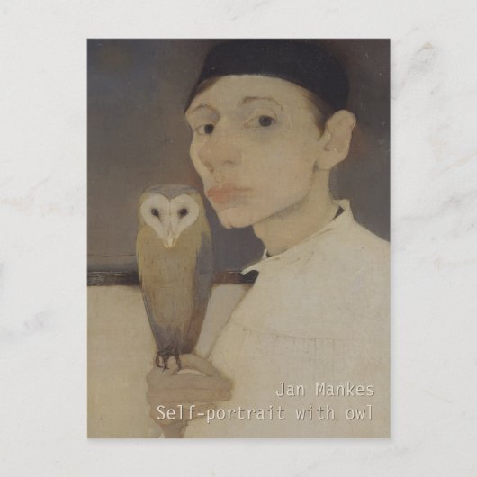 Jan Mankes Self-portret met owl CC0687 Briefkaart (Voorkant)