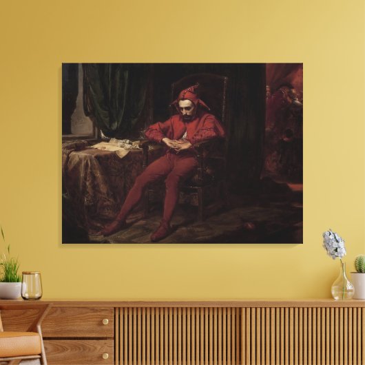 Jan Matejko - Stanczyk tijdens een bal, Harlequin Canvas Afdruk (Insitu (Woonkamer))