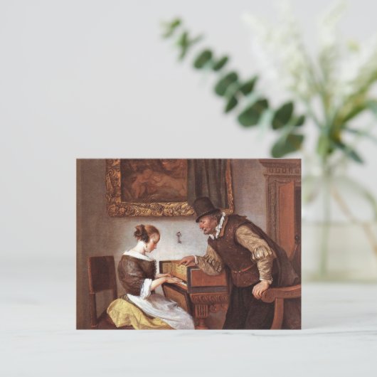 Jan Steen - De Harpsichord Lesson Briefkaart (Staand voorkant)