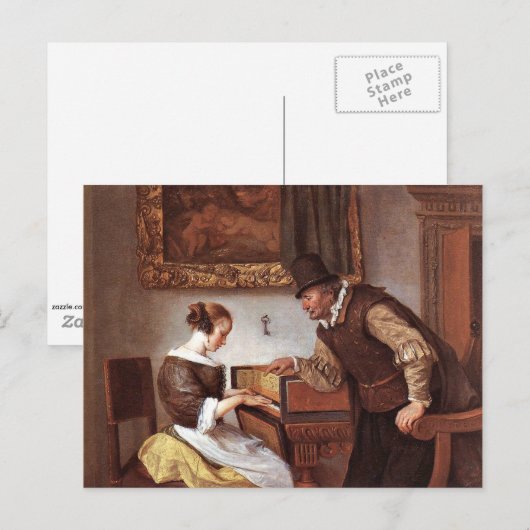 Jan Steen - De Harpsichord Lesson Briefkaart (Voorkant / Achterkant)