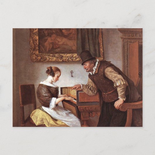 Jan Steen - De Harpsichord Lesson Briefkaart (Voorkant)