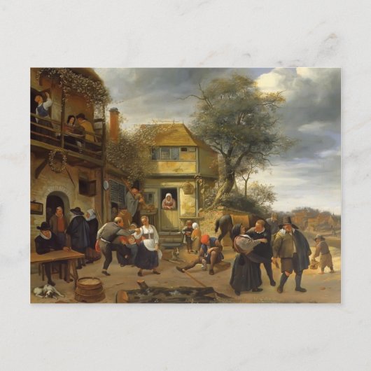 Jan Steen- Peasants voor een Inn Briefkaart (Voorkant)