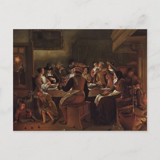 Jan Steen- Twaalfde nacht Briefkaart (Voorkant)