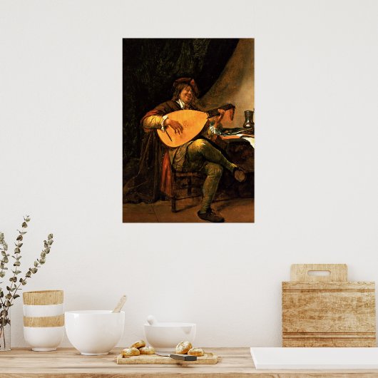Jan Steen: Zelfportret als luitspeler Poster (Keuken)