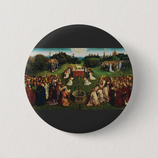 Jan van Eyck Aanbidding van het Lam Gods Kunst Ronde Button 5,7 Cm (Voorkant)