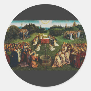 Jan van Eyck Aanbidding van het Lam Gods Kunst Ronde Sticker
