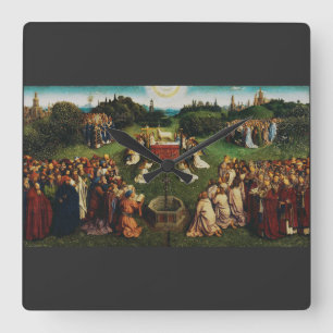 Jan van Eyck Aanbidding van het Lam Gods Kunst Vierkante Klok