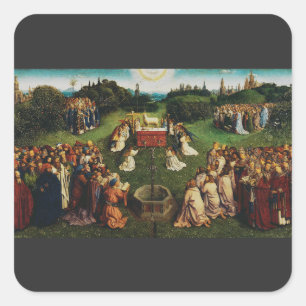 Jan van Eyck Aanbidding van het Lam Gods Kunst Vierkante Sticker