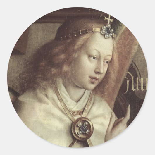 Jan van Eyck Angel, Genter Altar Fine  Ronde Sticker (Voorkant)