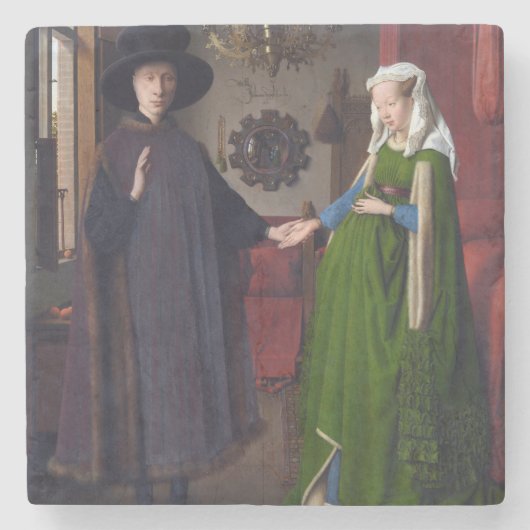JAN VAN EYCK- Arnolfini Portrait 1434 Stenen Onderzetter (Voorkant)
