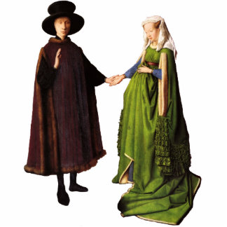 Jan Van Eyck Arnolfini Wedding Portret Sculpture Staand Fotobeeldje