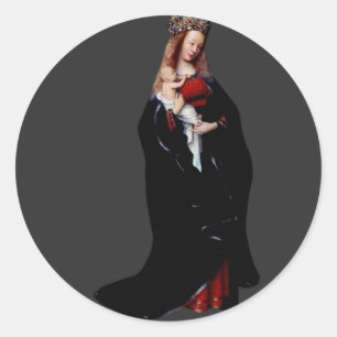 Jan van Eyck - De Madonna in de Kerk Kunst Ronde Sticker