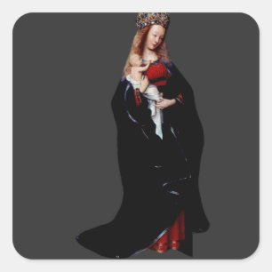 Jan van Eyck - De Madonna in de Kerk Schilderkunst Vierkante Sticker