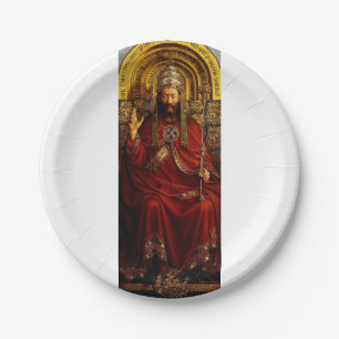 Jan van Eyck God de Vader op Troon Kunstwerk Papieren Bordje