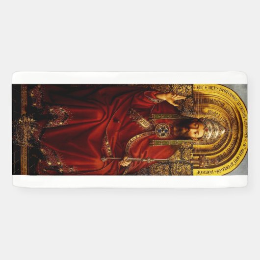Jan van Eyck God de Vader op Troon Kunstwerk Spandoek (Horizontaal)