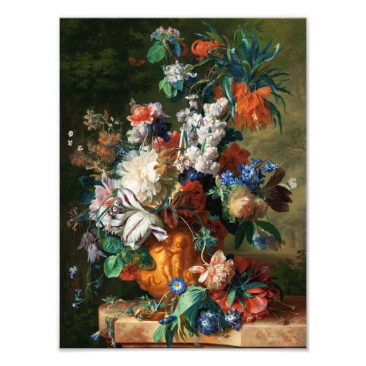 Jan Van Huysum - bloemen in een URN Foto Afdruk (Voorkant)
