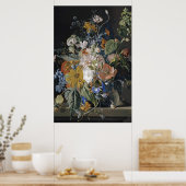 Jan Van Huysum - Poppies, Hollyhock, Morning Glory Poster (Keuken)