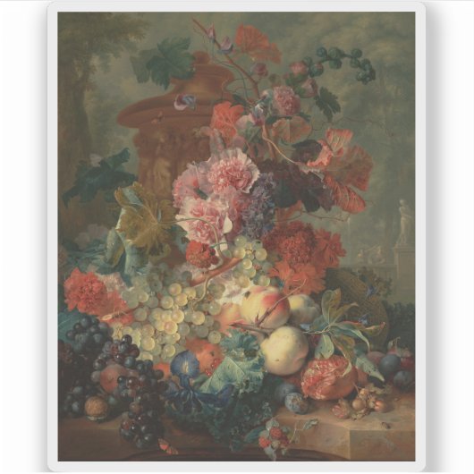 Jan van Huysum - Vruchtstuk Sticker (Voorkant)