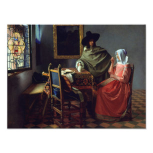 Jan Vermeer - Het glas wijn Foto Afdruk