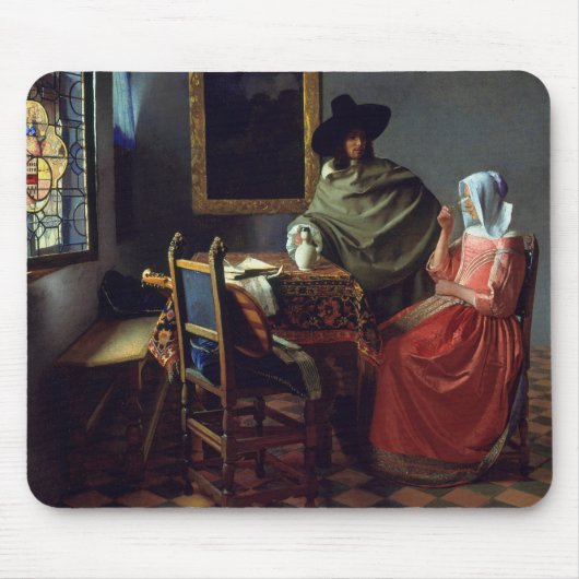 Jan Vermeer - Het glas wijn Muismat (Voorkant)