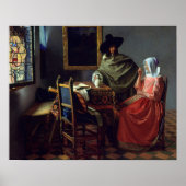 Jan Vermeer - Het glas wijn Poster (Voorkant)