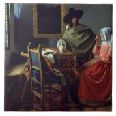 Jan Vermeer - Het glas wijn Tegeltje (Voorkant)
