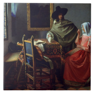 Jan Vermeer - Het glas wijn Tegeltje