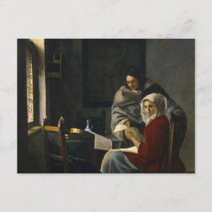 Jan Vermeer - Meisje onderbroken bij haar muziek Briefkaart