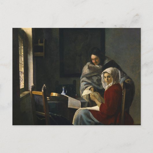 Jan Vermeer - Meisje onderbroken bij haar muziek Briefkaart (Voorkant)