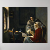 Jan Vermeer - Meisje onderbroken bij haar muziek Poster (Voorkant)