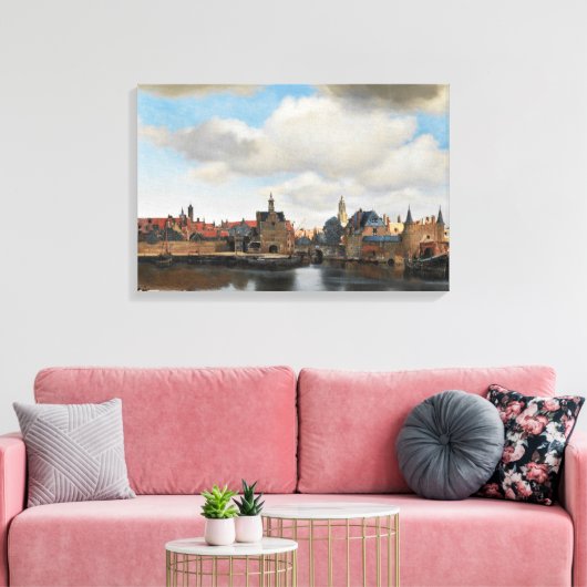 Jan Vermeer - Uitzicht op Delft Canvas Afdruk (Insitu (Woonkamer))