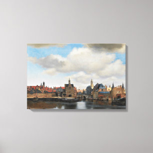 Jan Vermeer - Uitzicht op Delft Canvas Afdruk