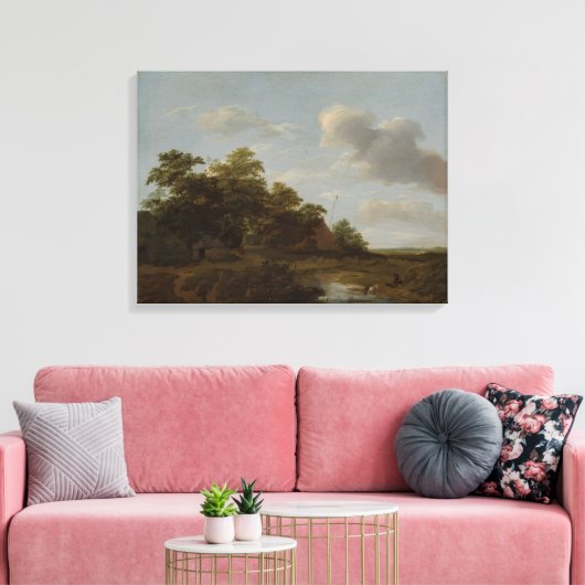 Jan Vermeer van Haarlem, Landschap met een Boerder Canvas Afdruk (Insitu (Woonkamer))