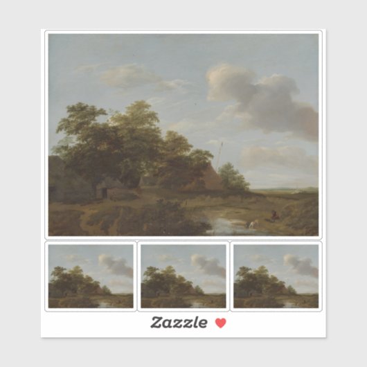 Jan Vermeer van Haarlem, Landschap met een Boerder Sticker (Vel)