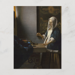 Jan Vermeer, Woman Holding a Balance Postcard Briefkaart