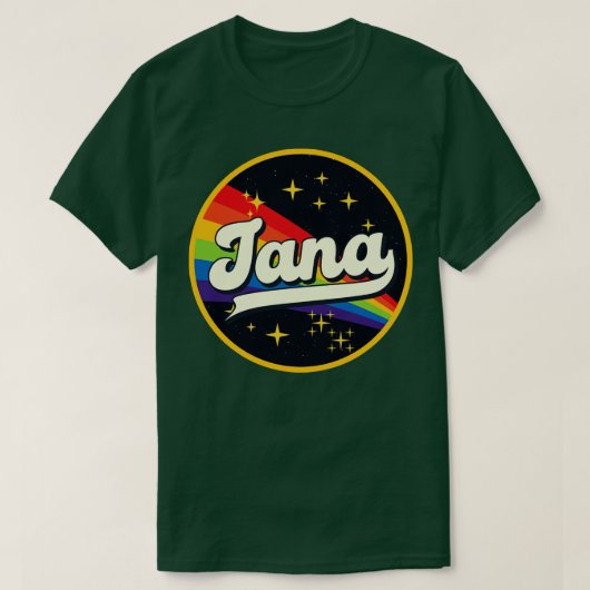 Jana regenboog in ruimte stijl t-shirt (Design voorkant)